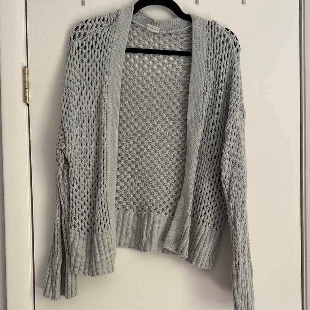 Abercrombie and Fitch Blue/Seafoam Green Open Knit Sweater